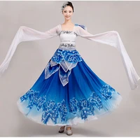 new blue long sleeves classical dance clothing women embroidery art fanyangko dance costumes fairy stage wear