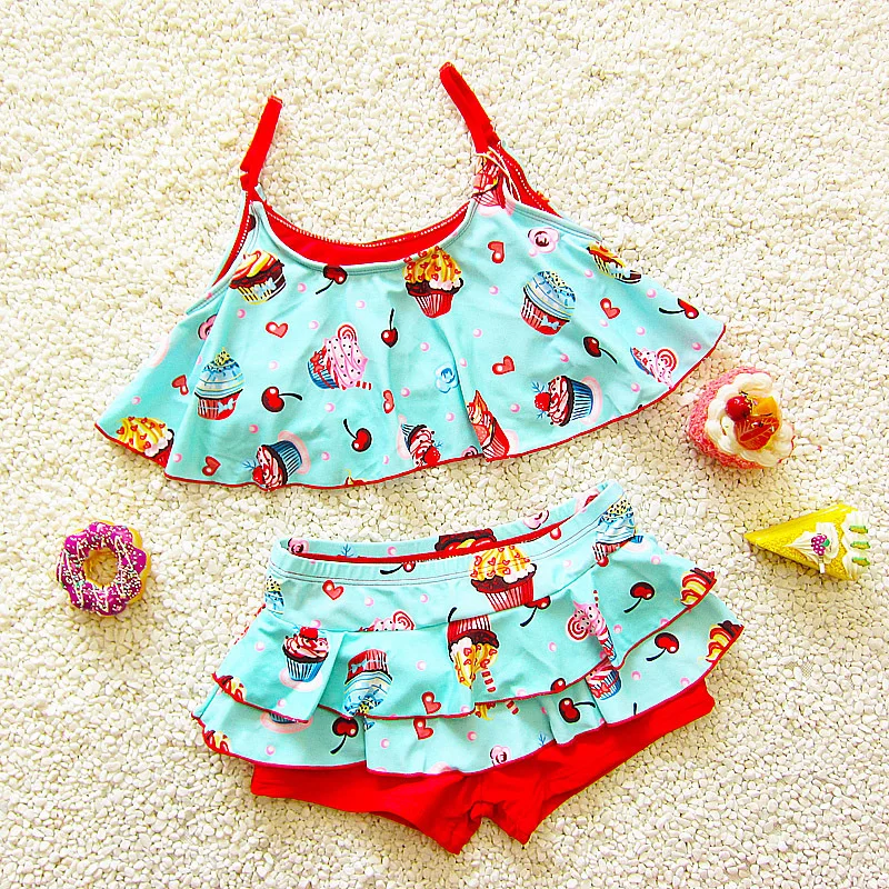 Высококачественный костюм из двух предметов для девочек детский купальный