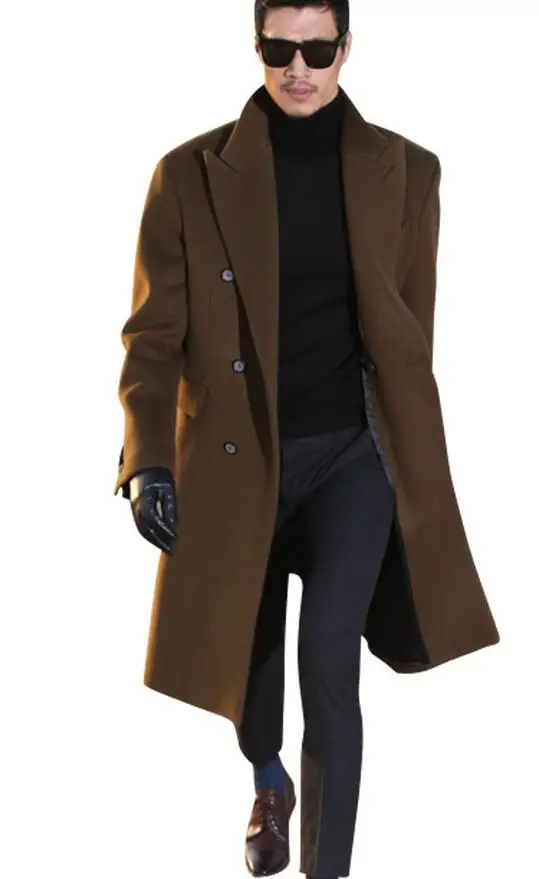 Зимнее мужское шерстяное пальто одежда больших размеров бесплатная доставка