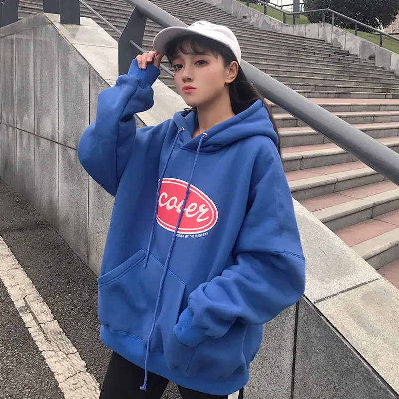 Утолщенные толстовки Женское пальто 2018 Осенняя мода принт Harajuku Толстовка