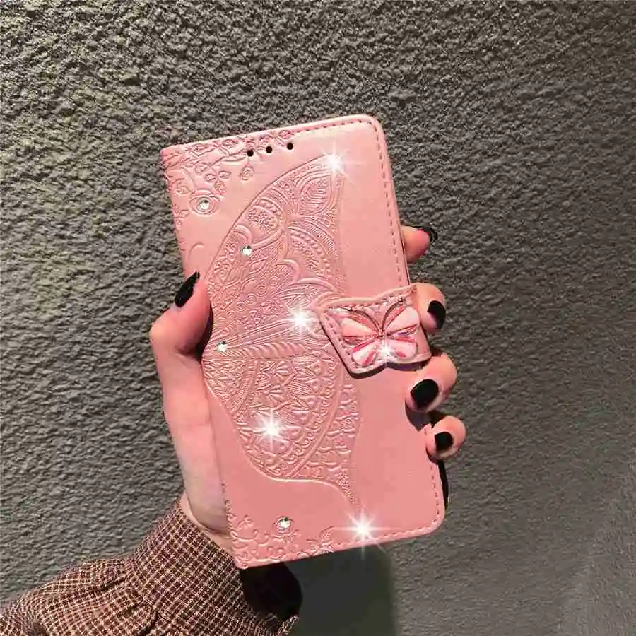 Для Redmi Note 7 K20 Pro Блестящий 3D тисненый узор с бабочками из искусственной кожи чехол-бумажник для Redmi 7 6 6A 6 Pro Чехол-книжка