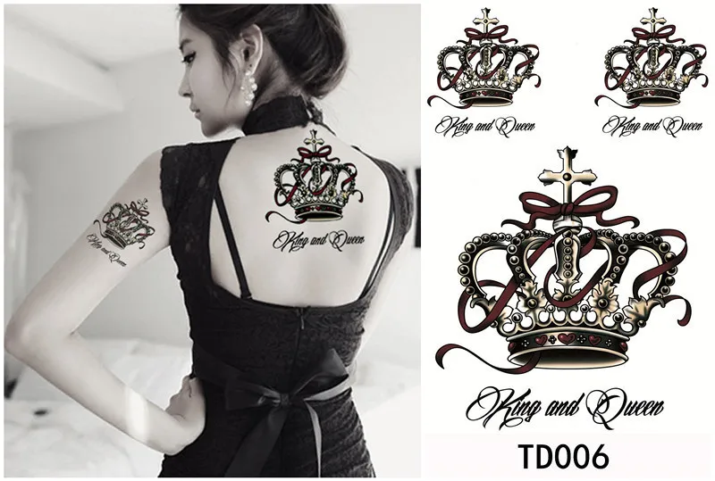 

Waterproof Temporary Tattoo Sticker on body big crown tatto stickers flash tatoo fake tattoos for women girl