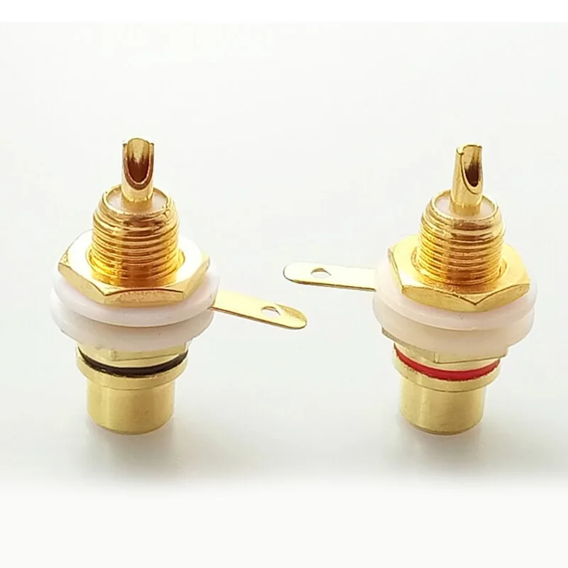 100 шт./лот разъем RCA женское паяльное крепление позолоченный гнездовой шасси