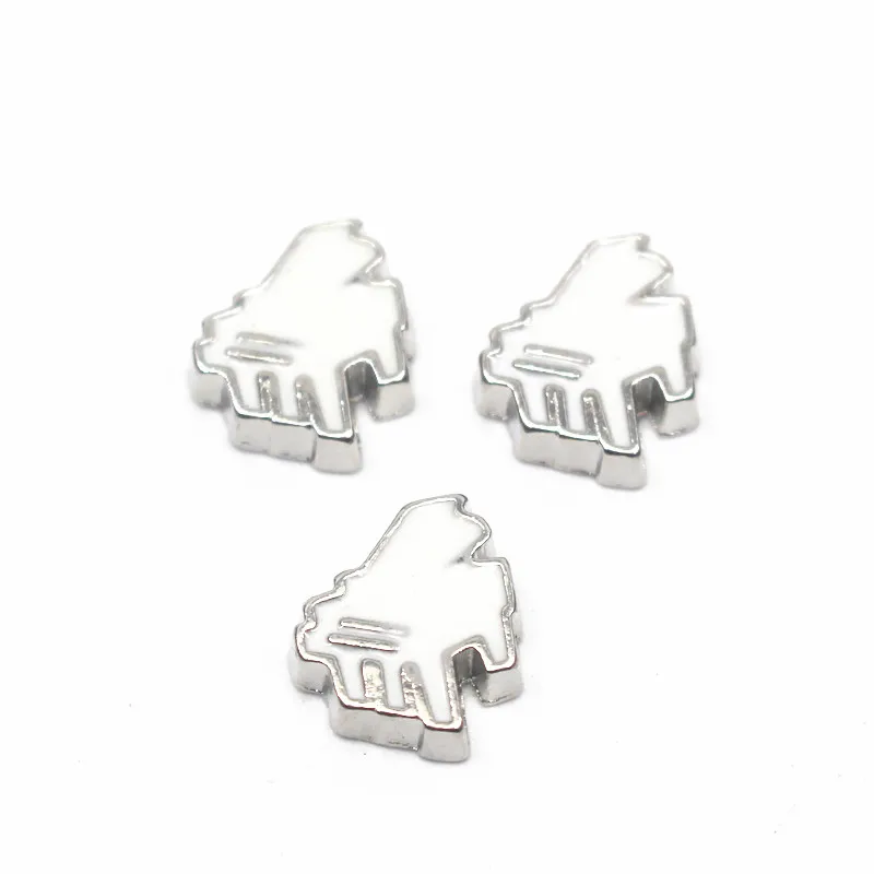 10 шт./лот серебряная эмаль белое пианино плавающие амулеты для живого стекла