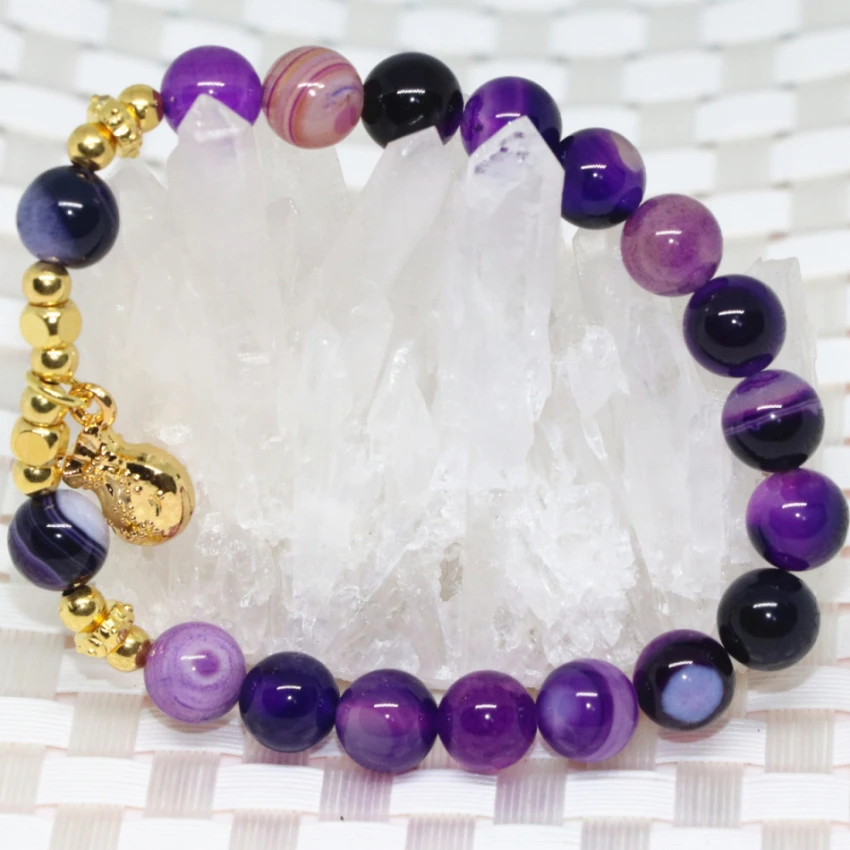 Золотой цвет аксессуар натуральный камень фиолетовый вен Агат Оникс Сердолик