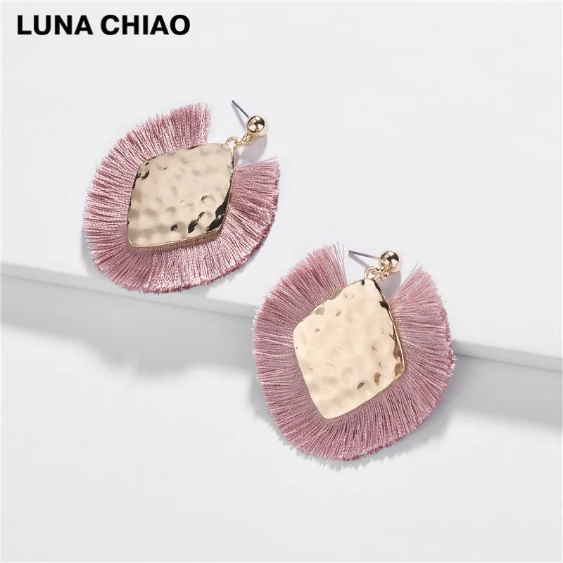 mauve LUNA CHIAO, осенний стиль, ювелирное изделие, серьги, богемный стиль, бахрома, кисточка, Bijoux, массивные серьги для женщин - Окраска металла: mauve