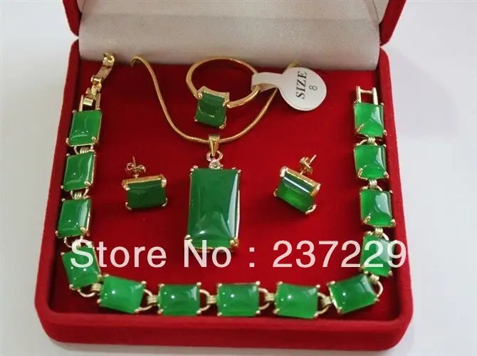 Оптовая цена БЕСПЛАТНАЯ ДОСТАВКА ^ Красивый AAA натуральный зеленый камень 18KGP