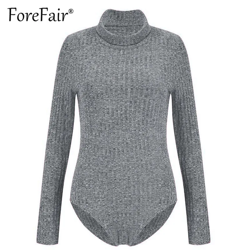 Forefair сексуальный однотонный вязаный эластичный облегающий боди для женщин 2018