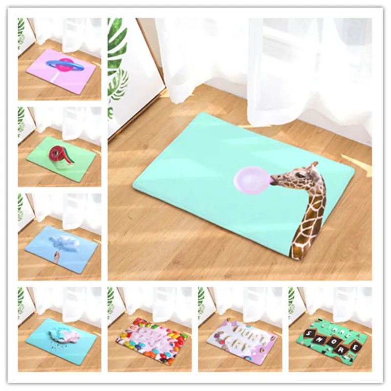 Радужный фланелевый ковер с принтом конфет для гостиной коврик ванной комнаты