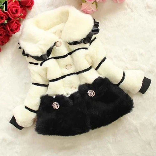 Children Faux Fur Coat Bow Princess Baby Kid Girls Outerwear Winter Warm Top | Детская одежда и обувь