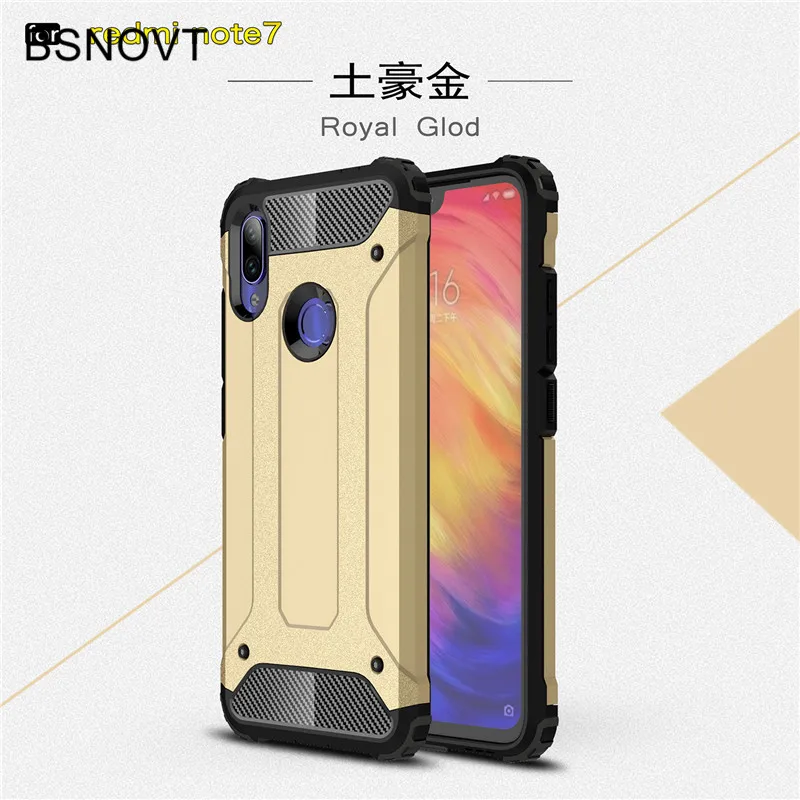 Чехол для Xiaomi Redmi Note 7 противоударный мягкий силиконовый + жесткий пластиковый