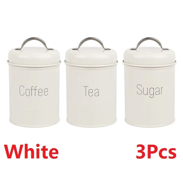 White3Pcs 1-3 шт./компл. Чай Кофе Suga резервуар для хранения крышка Железный Кухня посуда Многофункциональный Круглая Коробка Чехол бытовые качественные красивые - Цвет: White3Pcs