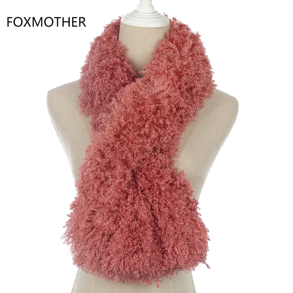 FOXMOTHER новая зимняя мода мягкий серый кофе красный искусственный флис шеи теплый воротник шарф для женщин