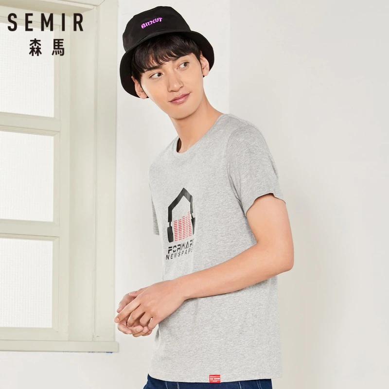 SEMIR 100% хлопок с коротким рукавом напечатаны мужские футболки Повседневная