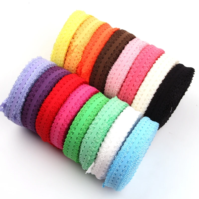

10yards/lot 2cm FOE Lace Elastic for Kids Headbands DIY Elastic Ribbon Hair Accessories Lace Headwear for Knot Hair ties