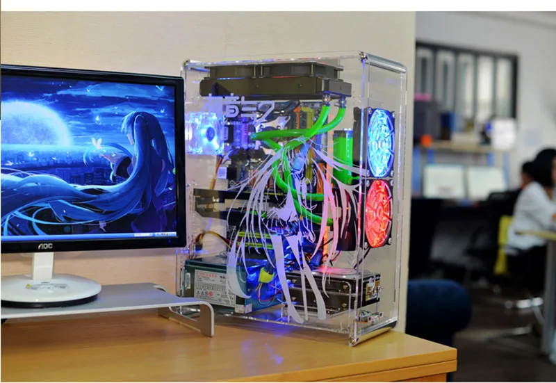 390*170*440 мм DIY QDIY полный прозрачный MicroATX акриловый компьютерный корпус водяного охлаждения вертикальное игровое шасси gabinete computador