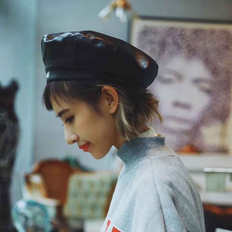 Кепка газетчика из искусственной кожи для мужчин и женщин восьмиугольная шляпа