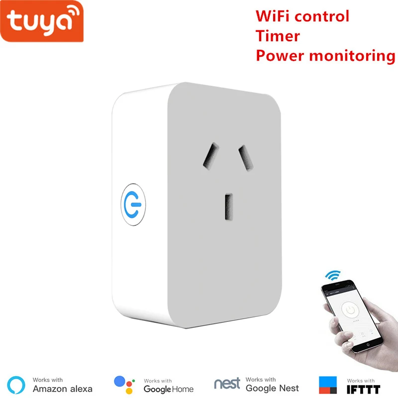 Смарт-пульт дистанционного управления Tuya EU WiFi розетка Беспроводная вилка совместима с Google home и голосовым управлением Alexa