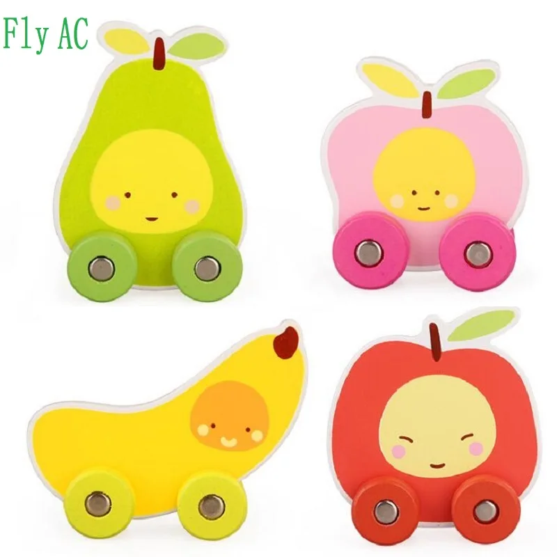 [Fly AC] детские деревянные мини мультфильм apple банан груша peachs грузовиков игрушки