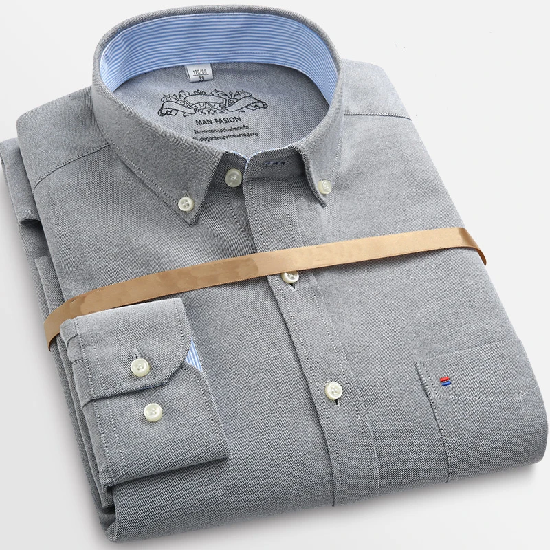 

Мужская блуза с длинным рукавом, белая однотонная Повседневная рубашка из ткани Оксфорд, деловая рубашка, одежда для мужчин, размеры 8XL 7XL 6XL