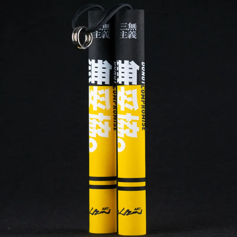 Black yellow Китайские Боевые искусства Nunchakus Брюс Ли Nunchaku Пена Губка безопасный фитнес - Цвет: Black yellow