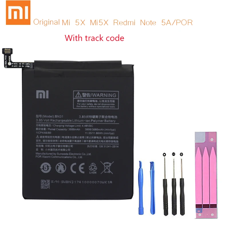 Крепление для спортивной камеры Xiao mi Оригинальный аккумулятор телефона BN31 Xiaomi 5X