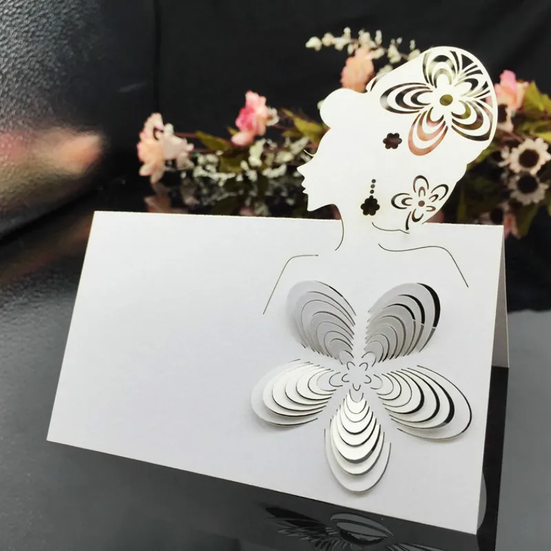 100 шт. резные цветы для вечерние шения стола|cards for wedding|card markedflower cards |