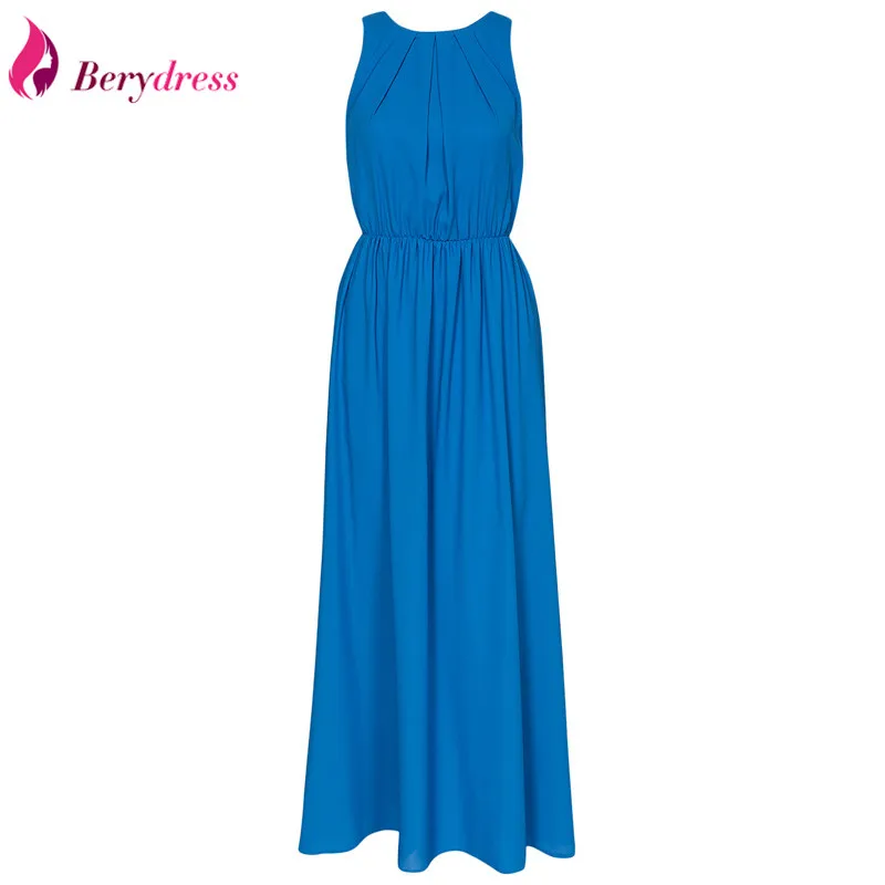 Простые платья для выпускного вечера шифон o образным вырезом без рукавов