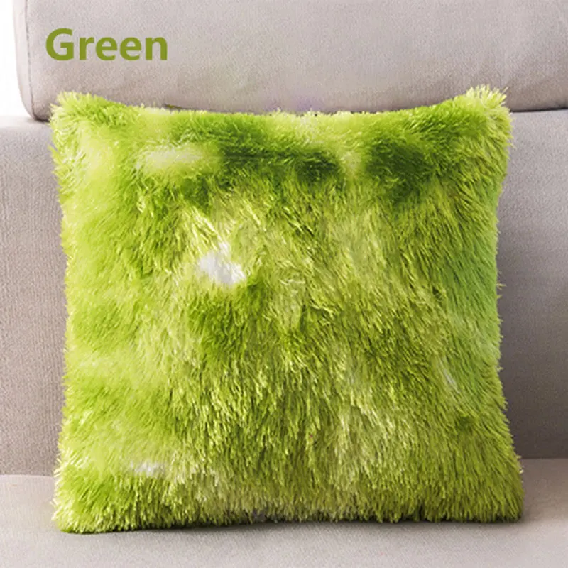 Green 45*45 см, Европейский плюшевый чехол для подушки GradientRamp, Шерстяной Чехол для подушки из искусственного меха, чехол для дивана, кровати, наволочка, Рождественская наволочка - Цвет: Green