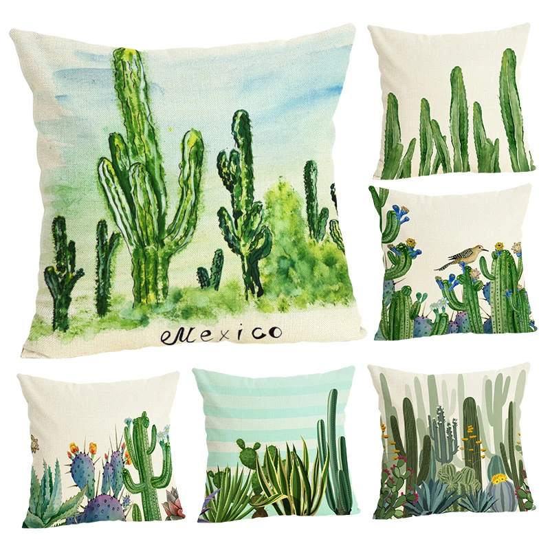 Наволочка в скандинавском стиле с милым рисунком кактуса наволочка из льна и