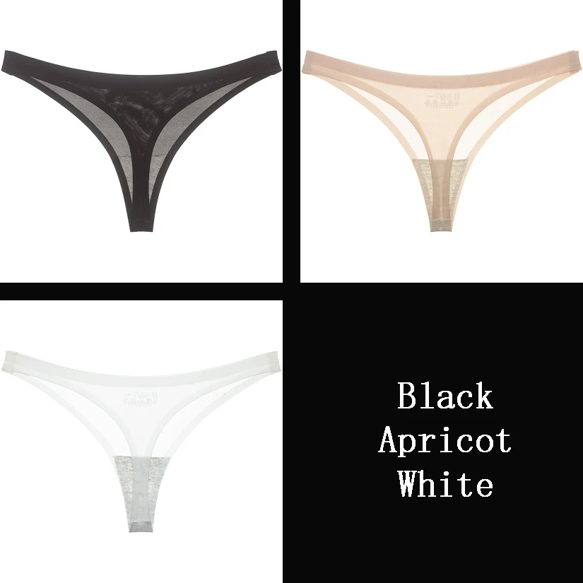 Black Apricot White DULASI ледяные шелковые трусы-бикини трусики сексуальное женское нижнее белье Т-стринги трусы Низкая талия Бесшовные стринги женские трусики стринги для девушек 9788 - Цвет: Black Apricot White