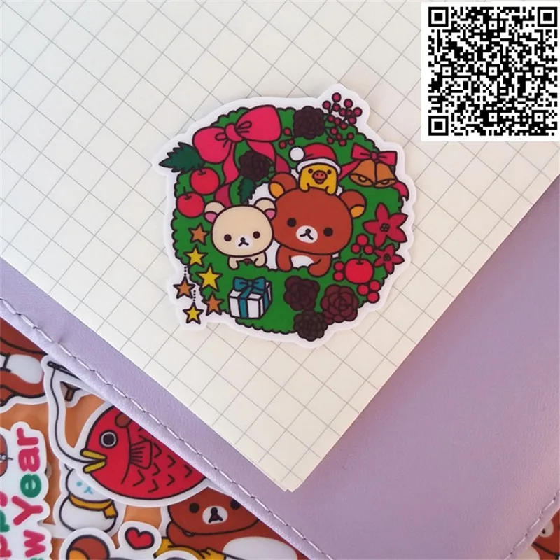 New Trendy Christmas Bear Stickers Toy for DIY Exercise Book Diary 32 Sheets A Pack Toys For Children Colorful Sticker | Дом и сад