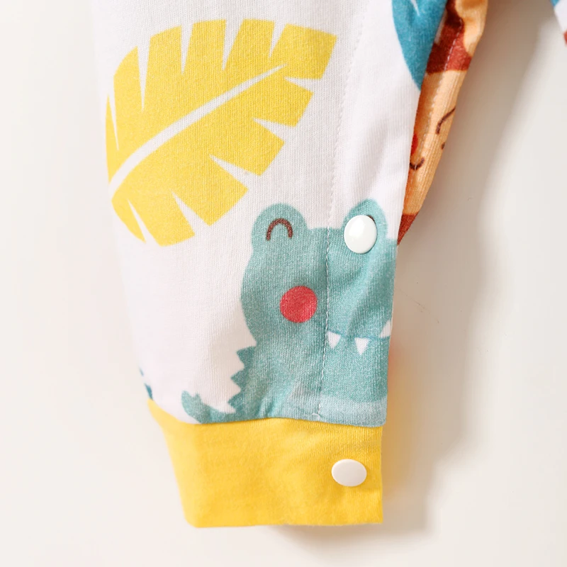 YiErYing Newborn Clothing Baby Boy Girl Rompers Cartoon Animals Printing Cotton Long Sleeve Infant Pajamas Kids Clothing