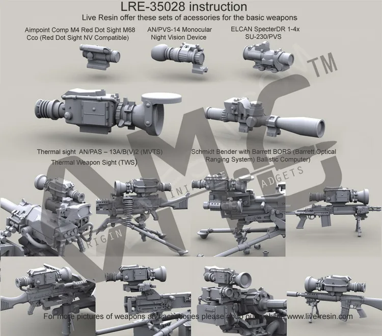 Live Смола LRE 35028 1/35 US Army scope Набор 3 |Наборы для сборки моделей| |