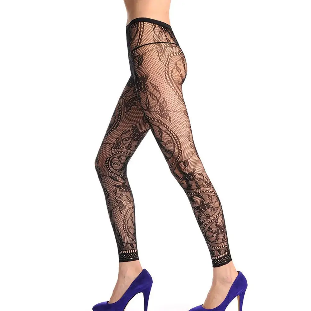 Сексуальная полный черный высокая Талия Кружева Chic жаккардовые Высокая талия