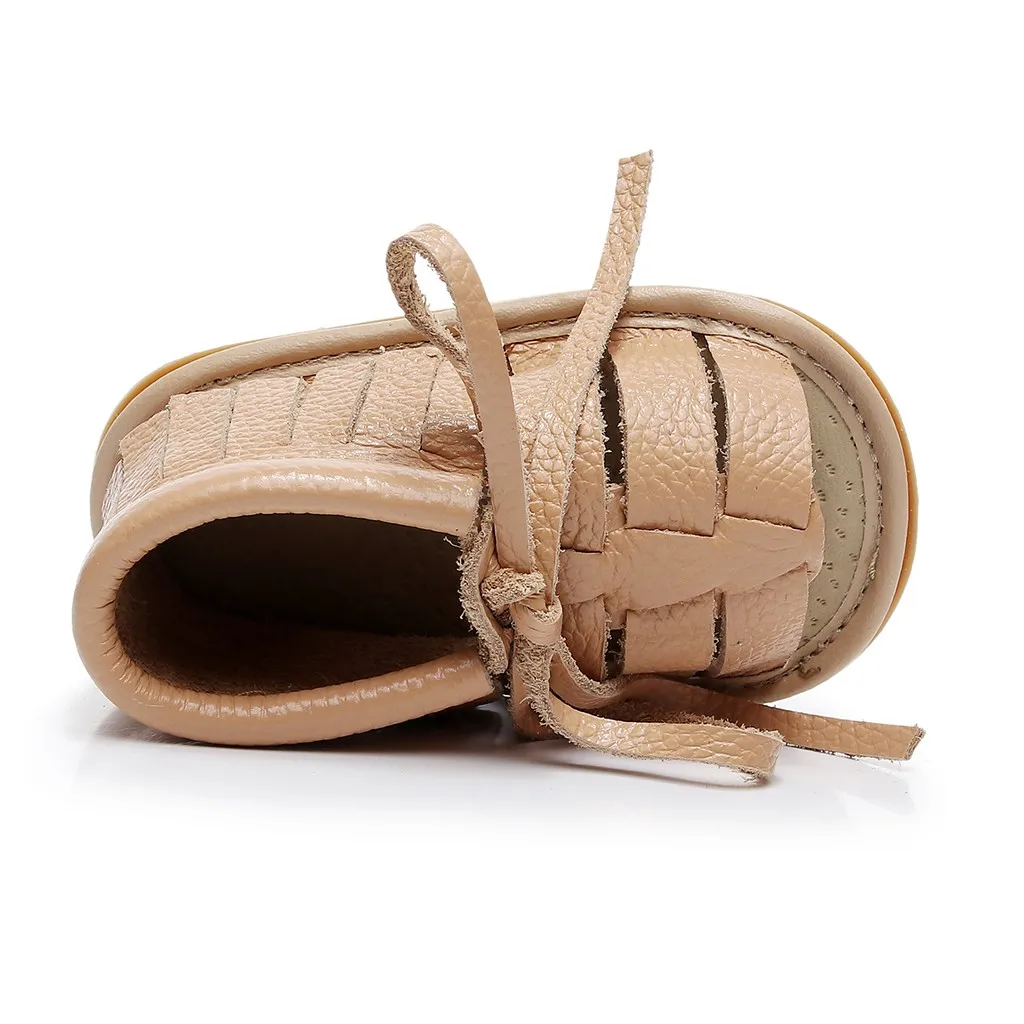 Сандалии SAGACE кожаные с бахромой для младенцев Нескользящие босоножки мягкой