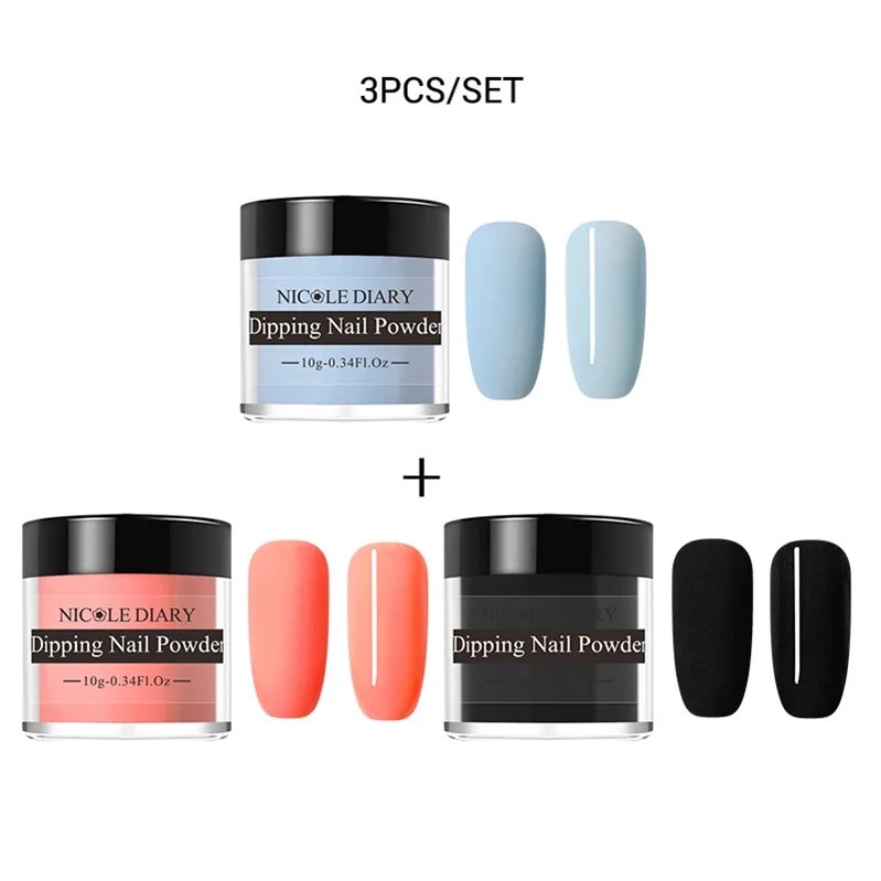 set 29 NICOLE дневник матовый Dip порошок для ногтей набор 10 г красочные окунания ногтей блеск набор натуральный сухой хром пыль пигмент украшения - Цвет: set 29