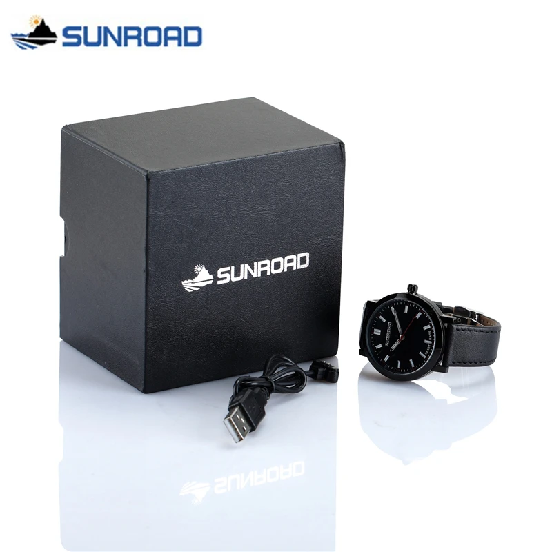 SUNROAD Смарт-часы с монитором сердечного ритма для мужчин s Водонепроницаемый Bluetooth USB перезаряжаемые кварцевые наручные часы спортивные часы с будильником для мужчин saat