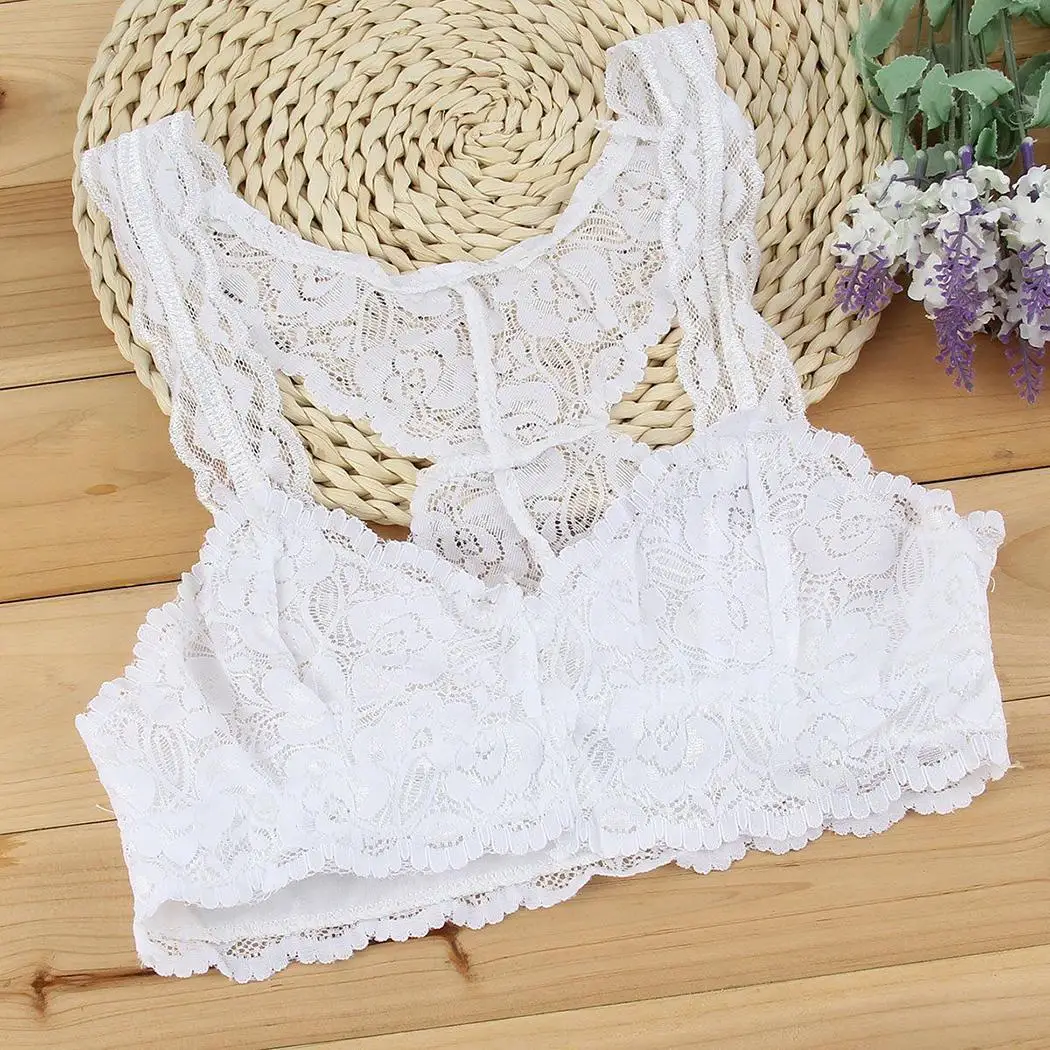 Crop Casual Lace Floral Front Non Padded Pullover Women Top Bra | Женская одежда