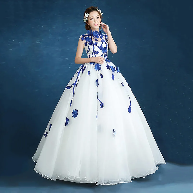 Trajes De Quinceaneras 2021 Новое платье без рукавов с высоким воротом Длинные бальные Платья