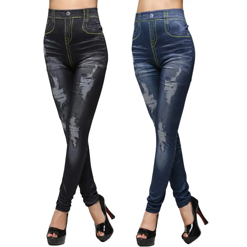 Джинсы Femme модные женские штаны 2017 хит панк облегающие с ложными дырками для