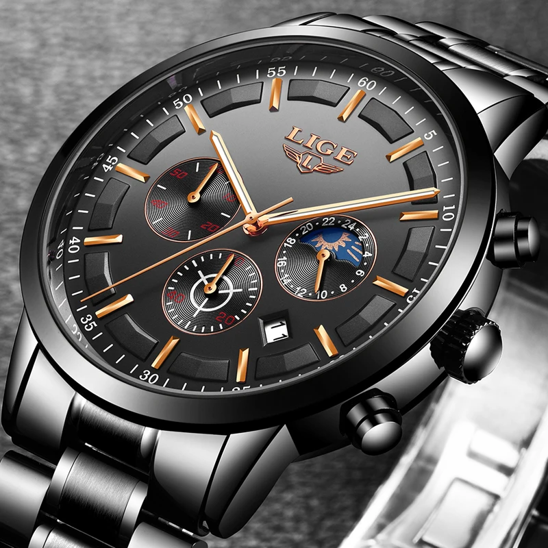 Reloj Hombre 2019 новые часы мужские LIGE модные спортивные кварцевые s Топ бренд класса