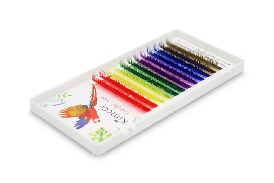 Kimcci Candy 6 Colors Rainbow Colored Eyelash Extension Faux Mink Individual Colorful Eyelashes maquiagem Cilios Premium Cilia