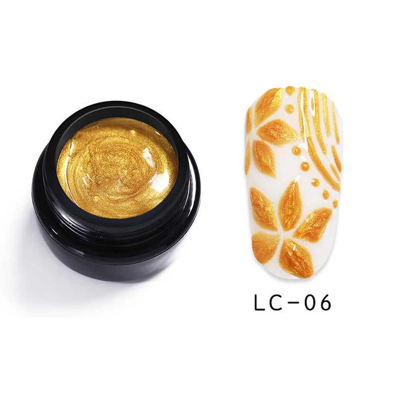 3D LC-06 LILYCUTE, 5 мл, 3D рельефный Гель-лак для ногтей, рисунок для резьбы, впитывающий УФ-гель, белый, черный, серебристый цвет, гель для ногтей, сделай сам - Цвет: 3D LC-06