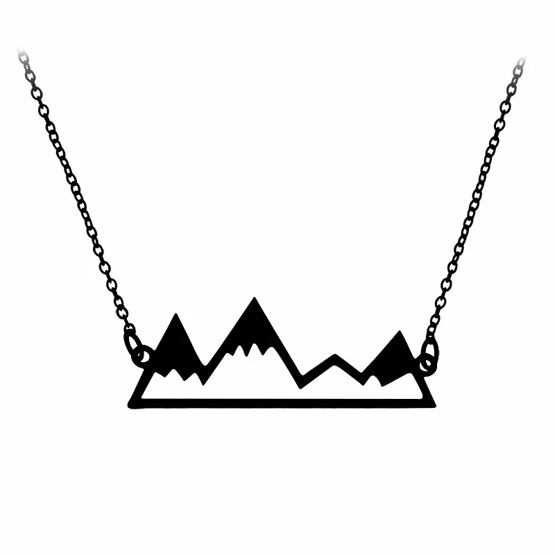 mountain black Qihe ювелирные изделия горный ожерелье карта мира ожерелье хребта ювелирных изделий туристы восхождение lover Подарки минималистский ювелирные изделия - Metal Color: mountain black