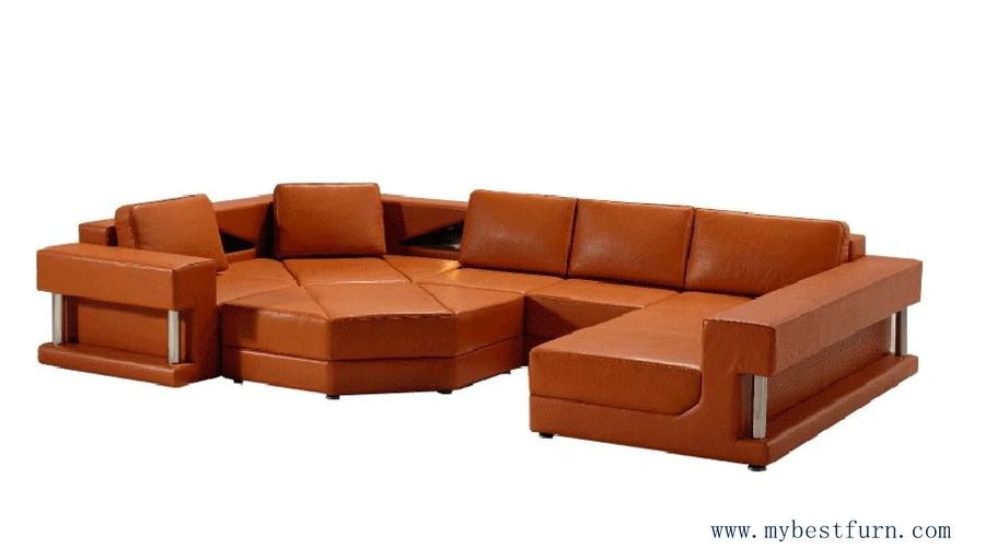 Бесплатная доставка Большой u образный диван из натуральной кожи большая мебель