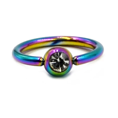 Rainbow Showlove-1 шт хирургическая сталь CZ серьги с драгоценным камнями круглая штанга Подкова Кольцо уха хрящевая перегородка пирсинг носа ювелирные изделия для тела - Окраска металла: Rainbow