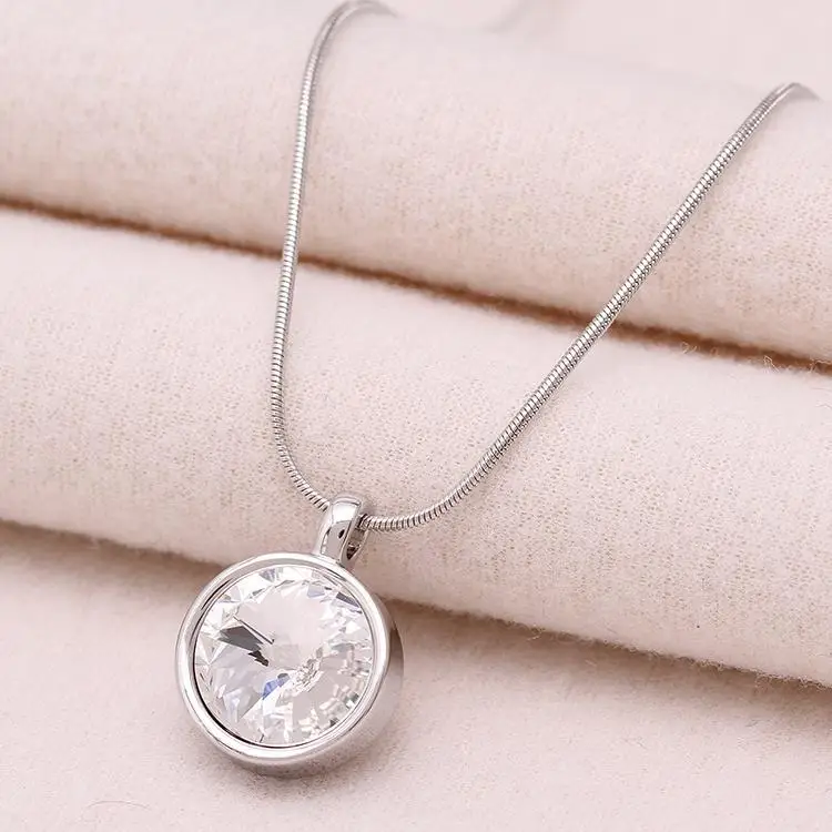 Real Rhodium Plated Женское модное ожерелье s& подвеска, ювелирное изделие, классическое ожерелье, кулон, золотой цвет, австрийские кристаллы, подвески, ювелирное изделие, X0217 - Окраска металла: Real Rhodium Plated