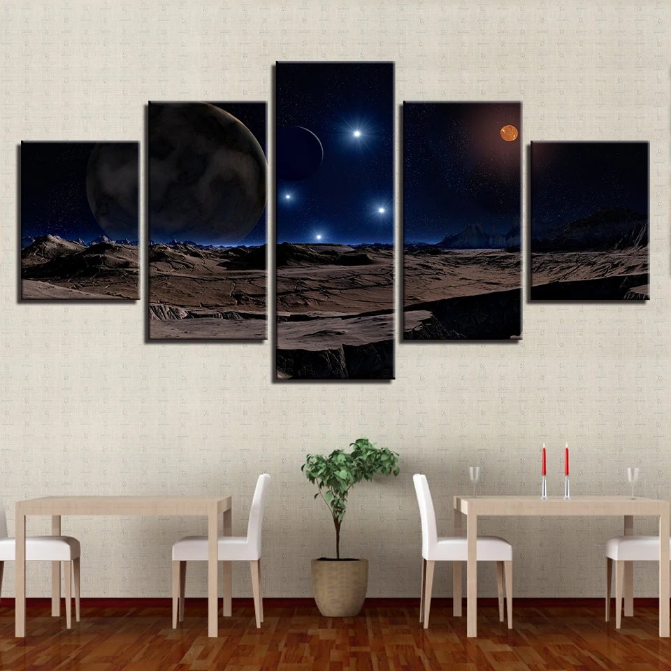 Плакат искусство HD декор с печатью стена комнаты 5 шт. земля планеты и горы