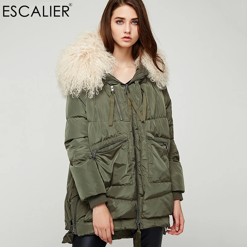 Пуховик Escalier 2017 Женский длинная парка со съемным мехом и капюшоном зимний
